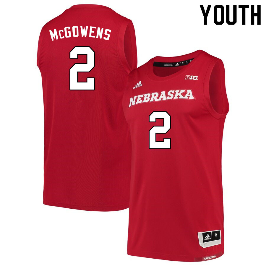 Youth #2 Trey McGowens Nebraska Cornhuskers College Basketball Jerseys Sale-Scarlet - Click Image to Close